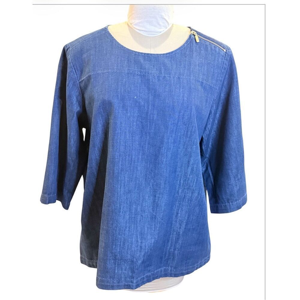 Martha Stewart Women Tunic Top 3/4 Sleeve X-Large Denim Classic